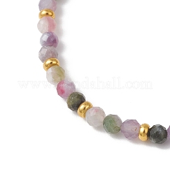Natural Multicolor Tourmaline Beads Stretch Bracelets for Women&nbsp;BJEW-JB13374