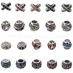 70Pcs 5 Styles Alloy Rhinestone European Beads&nbsp;ALRI-PA0001-01
