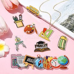 28Pcs 14 Styles Teachers' Day Double-sided Printed Acrylic Pendants&nbsp;OACR-CJ0002-13