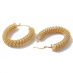 Brass Wire Wrap Spiral Oval Hoop Earrings for Women&nbsp;EJEW-A093-15G