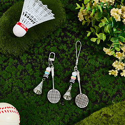 2Pcs 2 Styles Badminton & Racket Alloy & Resin & PVC Pendant Decorations&nbsp;AJEW-BM0001-20