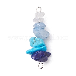 6Pcs Mixed Gemstone Chip Beaded Connector Charms Set&nbsp;PALLOY-JF02770-02