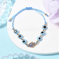 Resin Evil Eye Braided Bead Bracelets for Women&nbsp;BJEW-FS00018-02