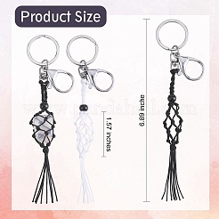 4Pcs  2 Colors Macrame Fringe Braided Keychain&nbsp;AJEW-SW00014-07