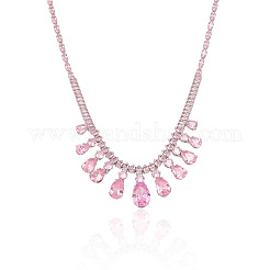 Brass Micro Pave Cubic Zirconia Pendant Necklaces & Stud Dangle Earrings Sets for Women&nbsp;WG2183E-01