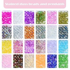 DIY Round Glass Imitation Opalite Beads & Alloy Pendants Bracelets Making Kits&nbsp;DIY-FS0006-39