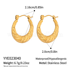 304 Stainless Steel Textured Oval Hoop Earrings for Women&nbsp;NR0139