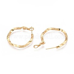 Twist Brass Hoop Earrings&nbsp;EJEW-T047-102G