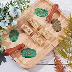 Pear Wood Handle and Wax Seal Brass Stamp Head Sets&nbsp;AJEW-CP0002-49