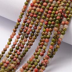 Natural Unakite Bead Strands&nbsp;G-K146-29-3mm