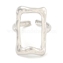 Non-Tarnish 304 Stainless Steel Hollow Rectangle Cuff Ring for Women&nbsp;RJEW-A043-15P