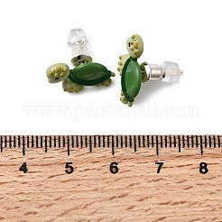 Brass Enamel Stud Earrings&nbsp;EJEW-A148-01C