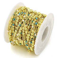 Brass Enamel Round Beaded Link Chain&nbsp;CHC-G022-07G-18