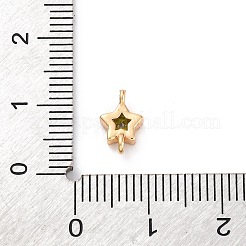 Brass Cubic Zirconia Star Connector Charms&nbsp;KK-Z084-11G-03