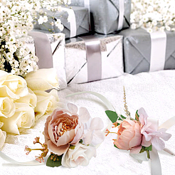 2Pcs 2 Style Silk Cloth Imitation Peony Corsage Boutonnieres&nbsp;AJEW-CP0001-59B