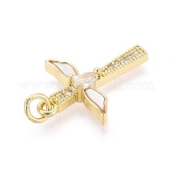 Brass Micro Pave Clear Cubic Zirconia Pendants&nbsp;KK-N268-95G