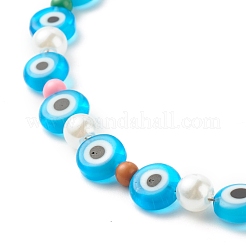 Evil Eye Handmade Lampwork Beaded Anklets for Women&nbsp;AJEW-AN00477