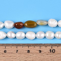 Natural Carnelian Nuggets & Natural Cultured Freshwater Pearl Beads Strands&nbsp;PEAR-N023-01A-03