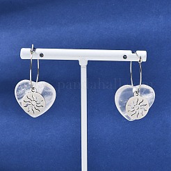 Natural & Synthetic Gemstone & 304 Stainless Steel Hoop Earrings for Women&nbsp;EJEW-G475-01P