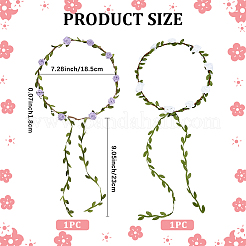 2Pcs 2 Colors Polyester Artificial Rose Garland Headbands Hair Vine&nbsp;AJEW-CP0008-26D