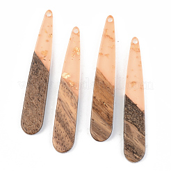 Transparent Resin & Walnut Wood Pendants&nbsp;RESI-S389-039A-B