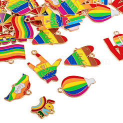 26Pcs 13 Styles Rainbow Color Pride Alloy Enamel Pendants&nbsp;ENAM-TA0001-88