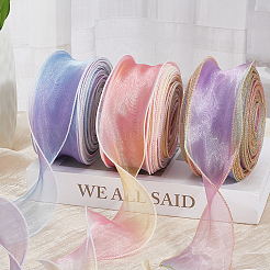 1 Bag Gradient Color Organza Ribbon&nbsp;OHAR-CY0001-01B