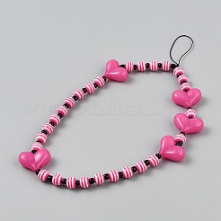 Acrylic Heart Mobile Straps&nbsp;HJEW-WH20021-04A