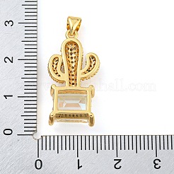 Rack Plating Brass Micro Pave Clear Cubic Zirconia Pendants&nbsp;ZIRC-L100-158G-01