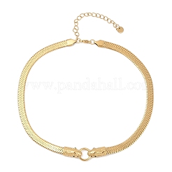 304 Stainless Steel Green Cubic Zirconia Snake Link Flat Snake Chain Necklaces for Women&nbsp;NJEW-Z071-02G