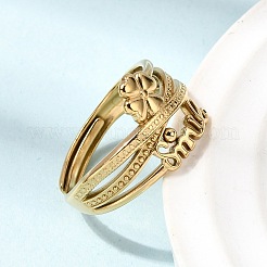 304 Stainless Steel Adjustable Cuff Open Rings for Women&nbsp;RJEW-K316-02G