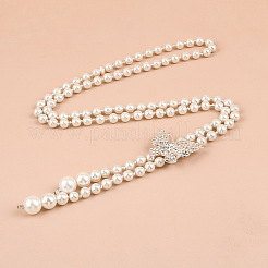 White Plastic Imitation Pearl Round Beaded Tassel Chain Belts for Dress&nbsp;FS-WGDCF9E-04