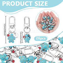 26Pcs Sea Turtle Synthetic Turquoise & 201 Stainless Steel Rhinestone Pendant Decorations&nbsp;HJEW-NB00252