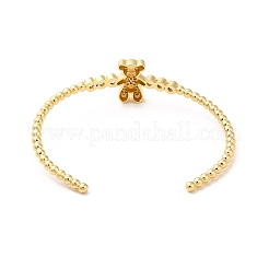 Cubic Zirconia Bear Open Cuff Bangle&nbsp;BJEW-M231-04G