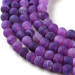 Frosted Natural Weathered Agate Beads Strands&nbsp;G-F374-8mm-01