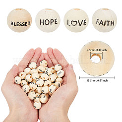 120Pcs 4 Styles Wood Beads&nbsp;WOOD-GL0001-16