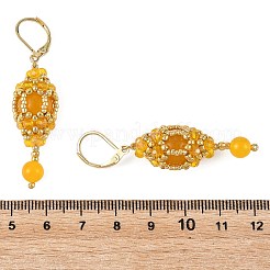 Natural Malaysia Jade Leveback Earrings for Women&nbsp;EJEW-MZ00785-02