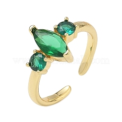 Brass Micro Pave Cubic Zirconia Cuff Open Rings for Women&nbsp;RJEW-L343-14G-06
