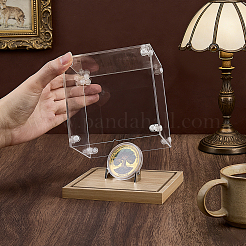 Square Transparent Acrylic Display Cases with Zinc Alloy Display Easels for Commemorative Coins&nbsp;ODIS-PH0009-35