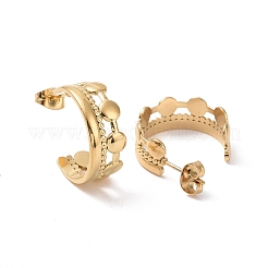 Ion Plating(IP) 304 Stainless Steel Flat Round Wrap Stud Earrings&nbsp;EJEW-G326-04G