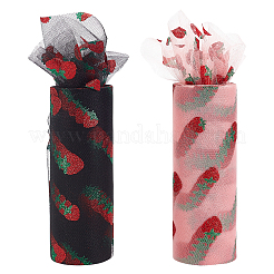 2 Rolls 2 Colors Shiny Strawberry Glitter Polyester Tulle Rolls&nbsp;DIY-BC0002-80