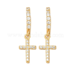 925 Sterling Silver Micro Pave Clear Cubic Zirconia Hoop Earrings for Women&nbsp;EJEW-G427-01G-02