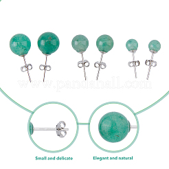 3 Pairs 3 Styles Natural Green Aventurine Round Stud Earrings with 925 Sterling Silver Pins&nbsp;EJEW-FI0002-16