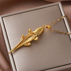 Vintage 304 Stainless Steel Animal Crocodile Pendant Necklaces for Women&nbsp;SQ7450