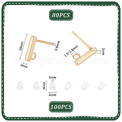 Rectangle 304 Stainless Steel Stud Earring Findings&nbsp;STAS-UN0058-32G