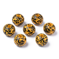 Painted Natural Wood Beads&nbsp;X-WOOD-S057-024