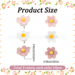 30Pcs 3 Colors Flower Resin Drawing Pins&nbsp;AJEW-BM0001-03A