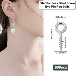 600Pcs 304 Stainless Steel Screw Eye Pin Peg Bails&nbsp;STAS-BBC0005-11