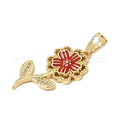 Brass Enamel & Clear Cubic Zirconia Pendants&nbsp;CU-CBA3C32-18G