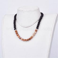 Frosted Natural Gemstone Beaded Necklaces&nbsp;NJEW-JN01939